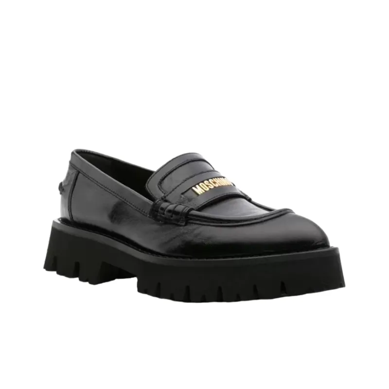 MOSCHINO Logo-lettering Chunky Leather Loafers-2