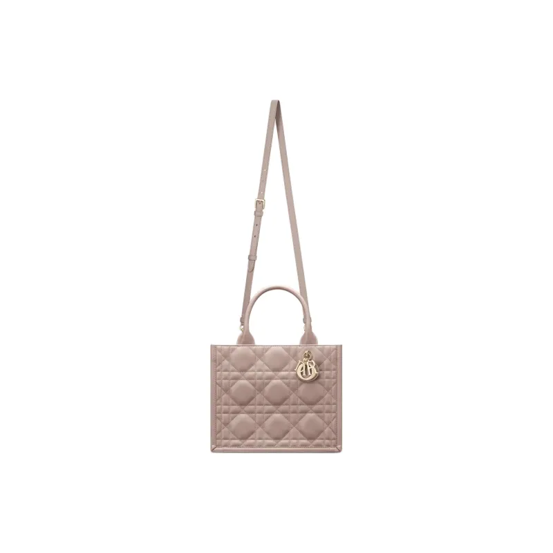 DIOR BookTote Calfskin Tote Bag Shopping Bag Shoulder Bag Crossbody Bag Handbag Small Size Women's Warm Taupe Gray-3