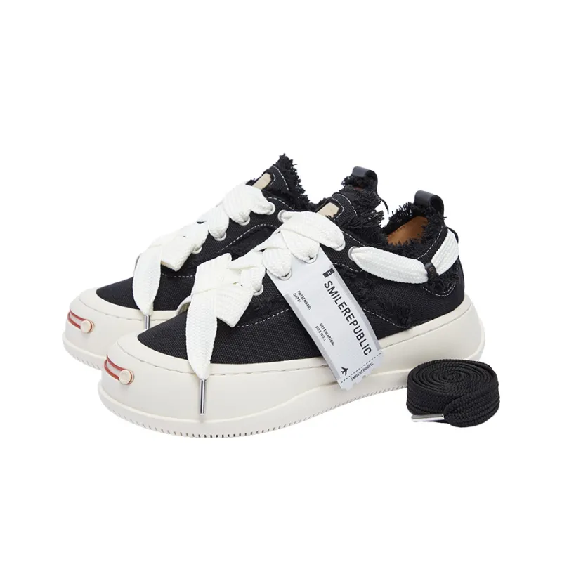 SMILEREPUBLIC Low Top Canvas Shoes Unisex Black-2