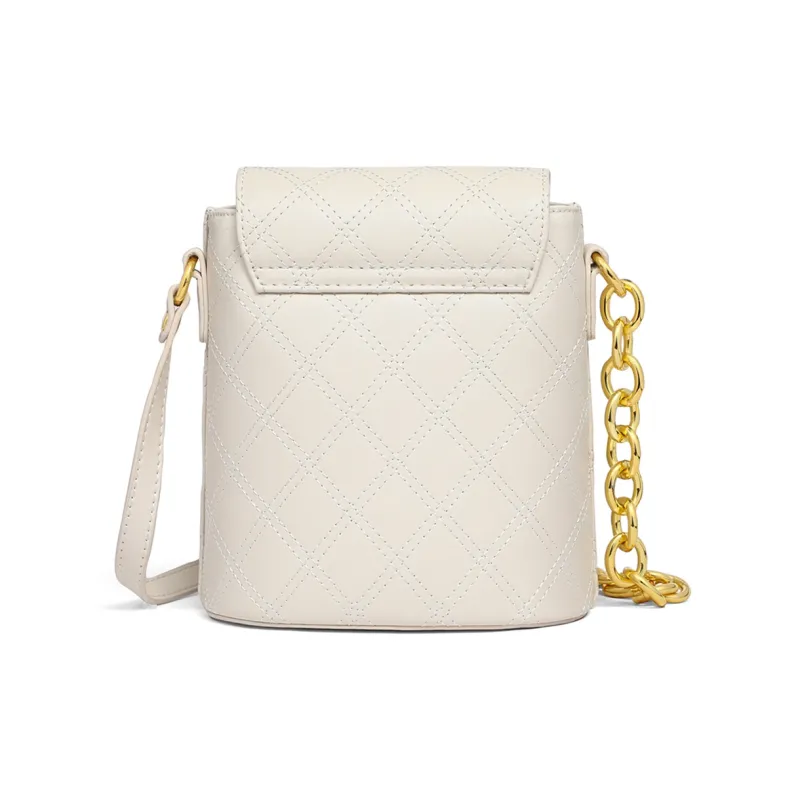 PT'SON Cow Leather With Synthetic Leather Chain Bag, Shoulder Bag, Crossbody Bag Regular Women's Ecru-2