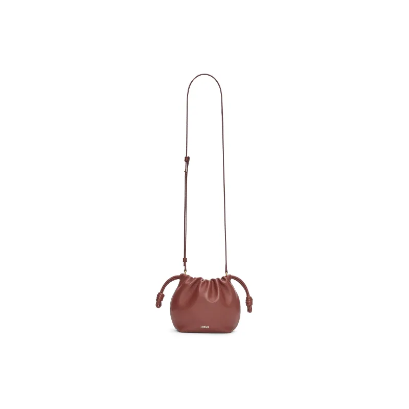 LOEWE Flamenco Nappa Sheepskin One Shoulder Crossbody Clutch Mini Women's Dark Brick Red-2
