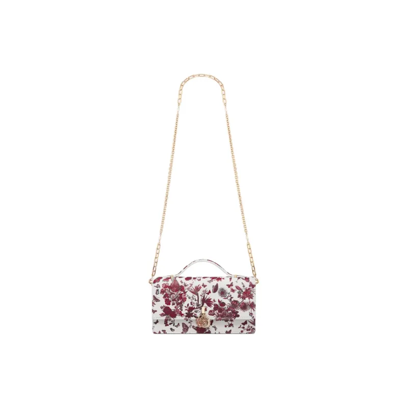 DIOR Cow Leather Shoulder Bag Crossbody Bag Handbag Mini Women's White & Red-3