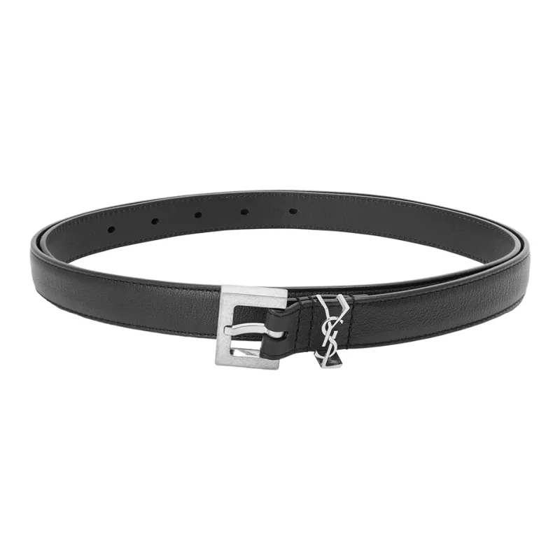 SAINT LAURENT Cassandre Thin Square Buckled Belt-1