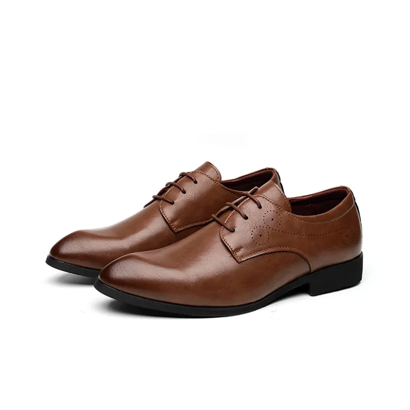 GZZ Dress Shoes Men Low Top Black/Brown-8