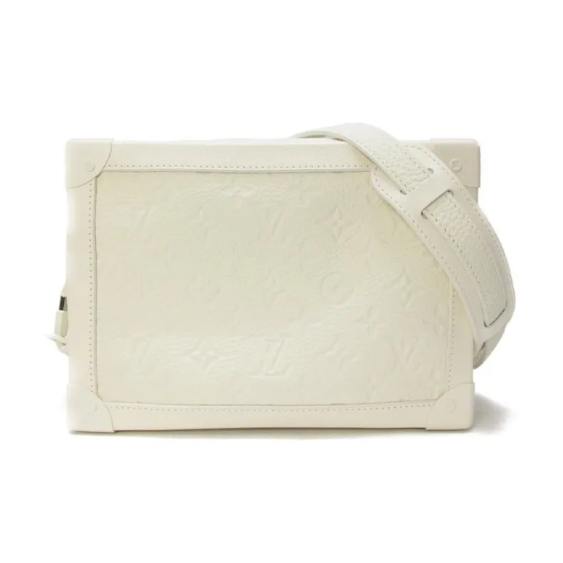 LOUIS VUITTON SOFT TRUNK Little Bull Leather Box Bag Messenger Bag Handheld Shoulder Bag Crossbody Bag Men's White-0