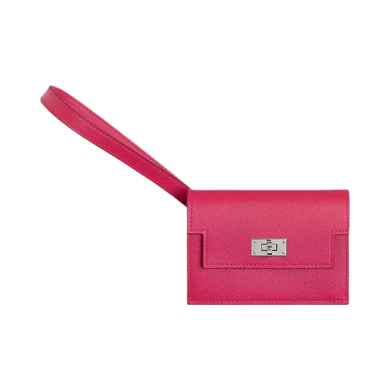 HERMES Kelly Pocket Chamkila Goat Skin Clutches Wallets Women's I6 Rose Extreme Extreme Pink-0