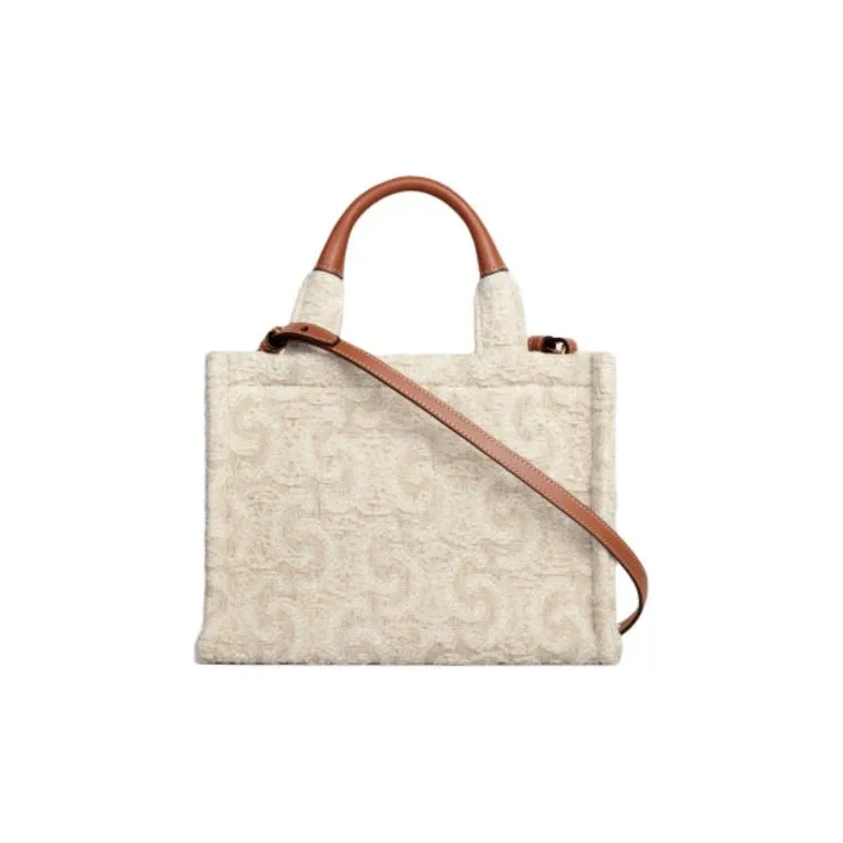 CELINE Cabas Thais Cow Leather Tote Bag Shopping Bag Handbag Small Size Women's Natural Color & Brown Umber-2