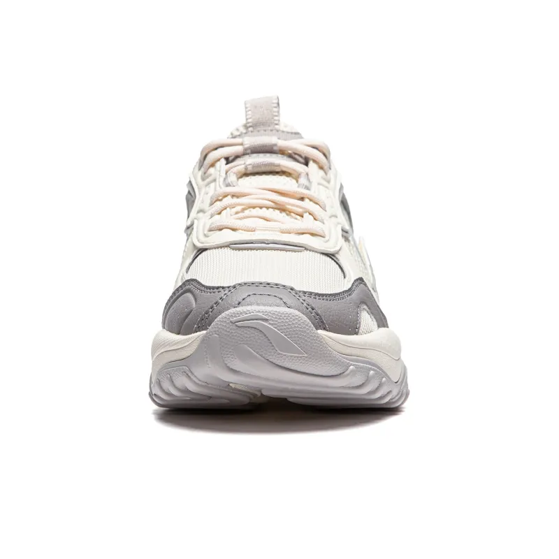 LiNing Churu Anti Slip Wear Resistant Low Top Casual Shoes Women's Beige Gray-3