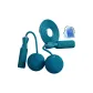 Peacock Blue Jump Rope 6.5cm Large Ball Style+2.8m Long Cord, Includes Storage Bag