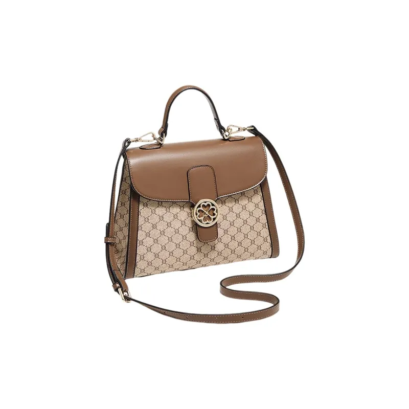 Marino Orlandi Synthetic Leather Shoulder Bag Crossbody Bag Medium Size Women's Coffee/Khaki-10