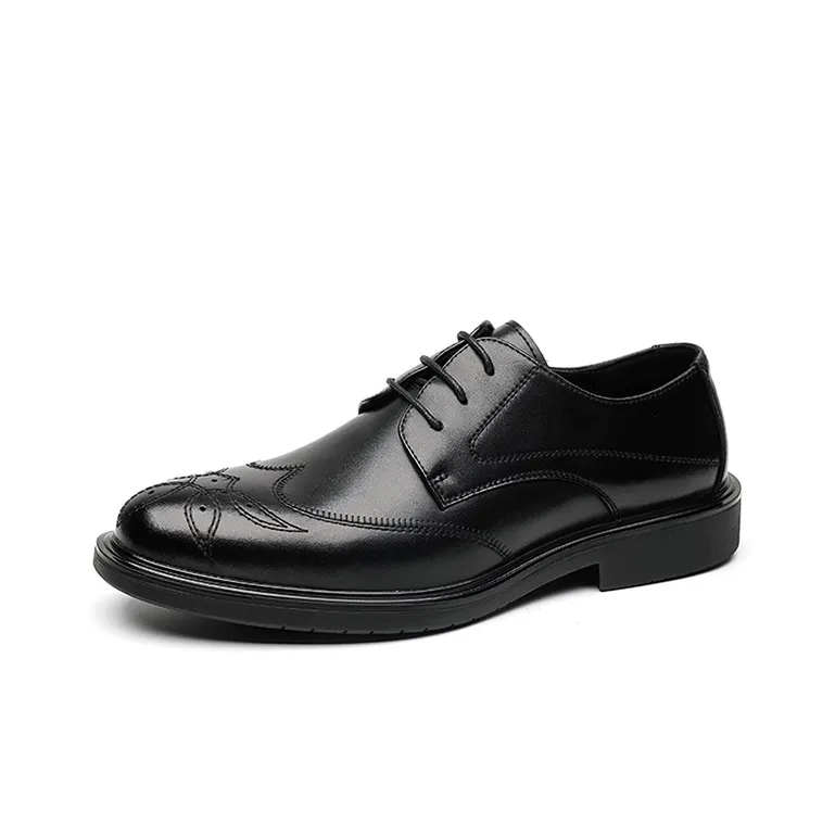 GZZ Dress Shoes Men Low Top Black-1