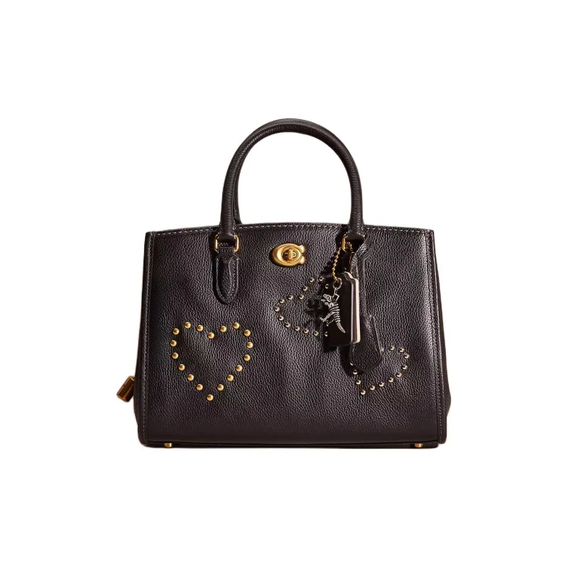 COACH Polished Pebble Leather Tote Bag, Shopping Bag, Shoulder Bag, Crossbody Bag, Handbag Tubas Women's Black-0