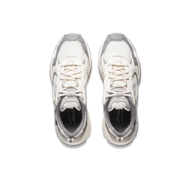 LiNing Churu Anti Slip Wear Resistant Low Top Casual Shoes Women's Beige Gray-4