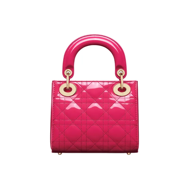 DIOR Lady Dior Patent Leather Cowhide Dior Bag Shoulder Bag Crossbody Bag Handbag Mini Women's Purple Pink-1
