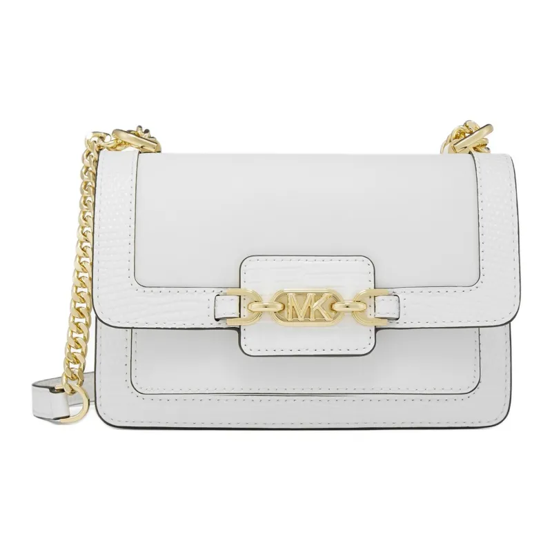 MICHAEL KORS Heather Split Cow Leather Shoulder Bag, Crossbody Bag Extra Small Women's White-0