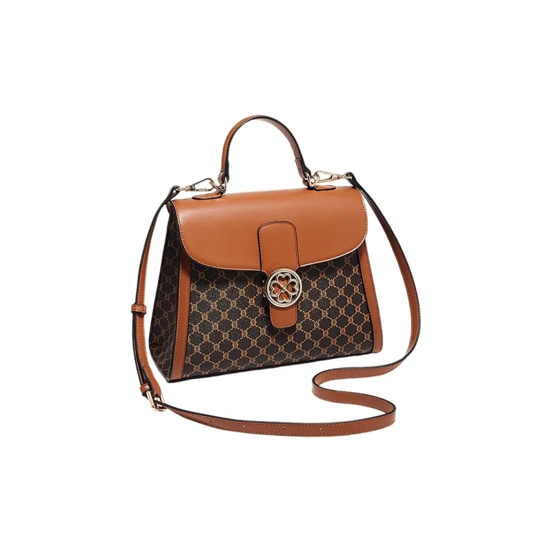 Marino Orlandi Synthetic Leather Shoulder Bag Crossbody Bag Medium Size Women's Coffee/Khaki-5