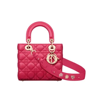 DIOR Lady Dior Sheepskin Dior Bag Shoulder Bag Crossbody Bag Handbag Small Size Women's Purple Pink