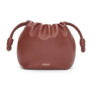 LOEWE Flamenco Nappa Sheepskin One Shoulder Crossbody Clutch Mini Women's Dark Brick Red