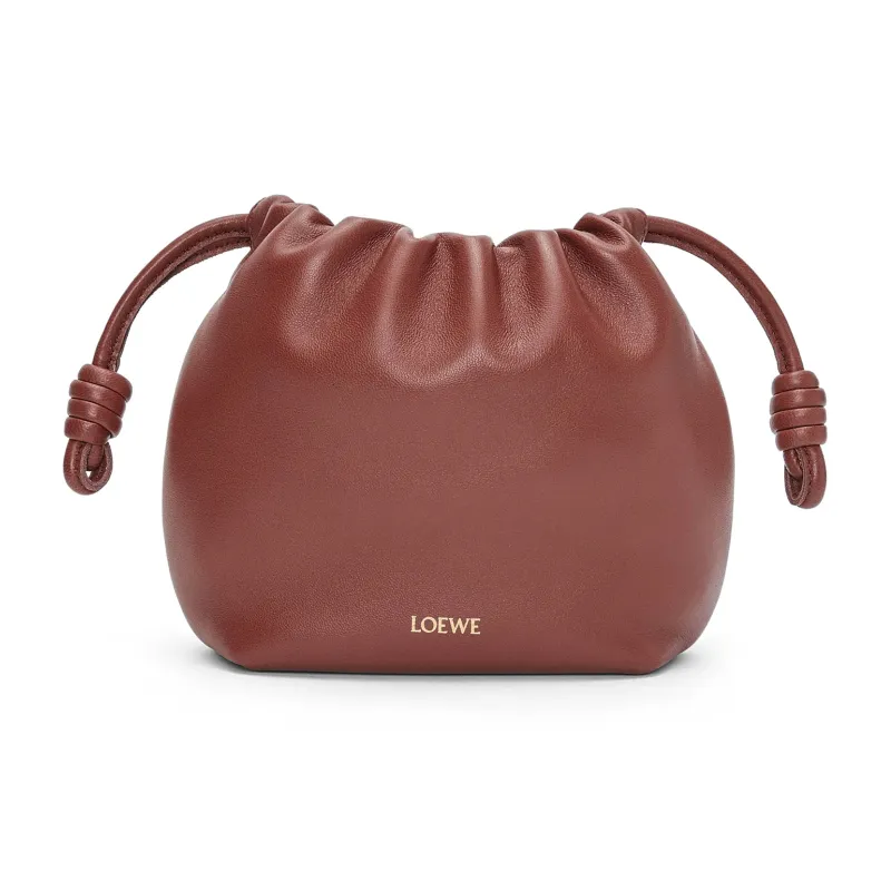 LOEWE Flamenco Nappa Sheepskin One Shoulder Crossbody Clutch Mini Women's Dark Brick Red-0