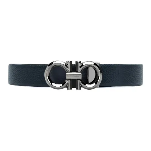 Ferragamo Leather Belts Men Black Navy