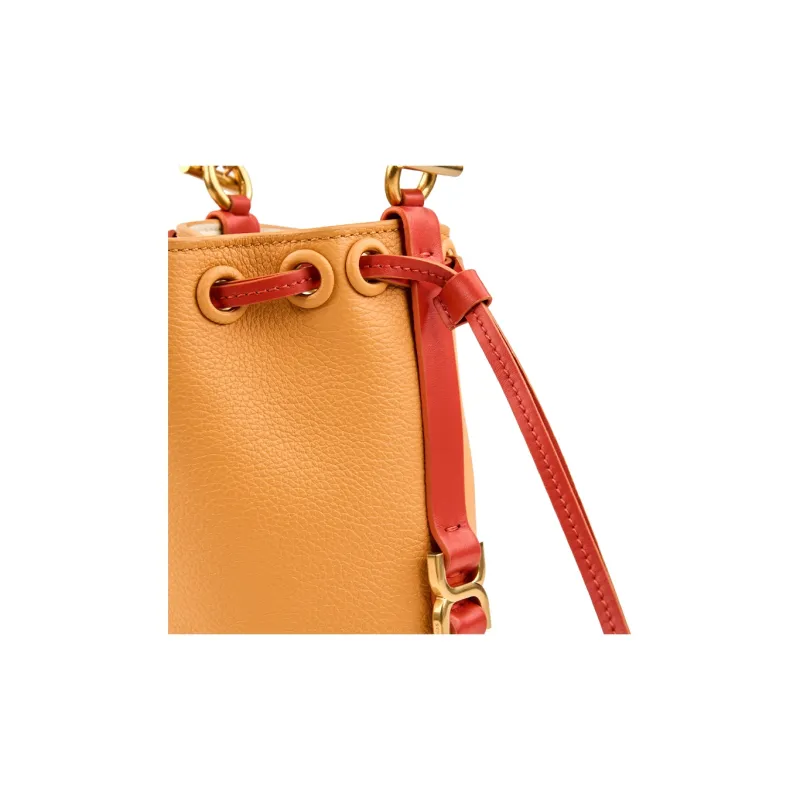 Chloe Marcie Grained Calfskin Bucket Bags Shoulder Bag Crossbody Bag Extra Mini Women's Orange-3