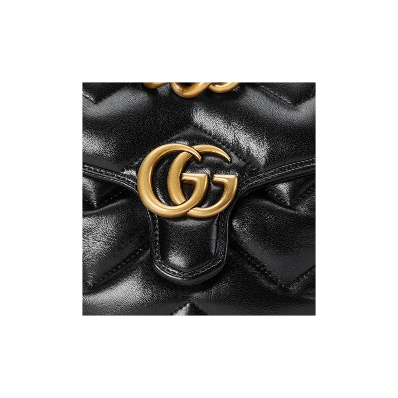 GUCCI GG Marmont Quilting V Shaped Leather Backpack Women's Black-7