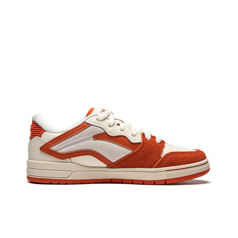LiNing Wave Pro S Wear Resistant Low Top Skateboard Shoes Women's Beige White Orange-1