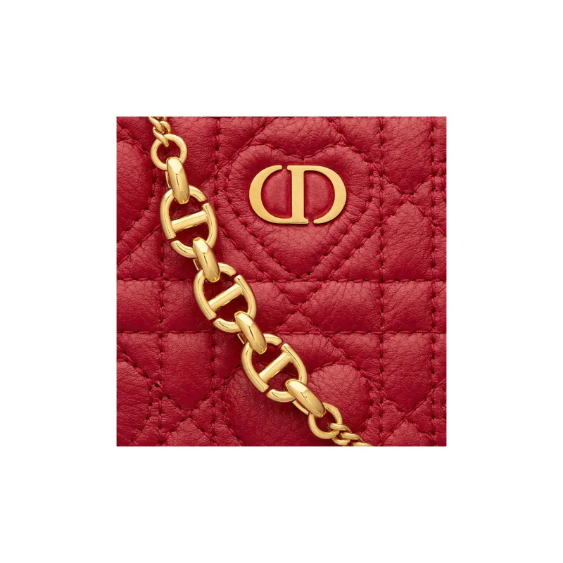 DIOR Caro Cow Leather Handheld Shoulder Bag, Crossbody Bag Women's Silver Lotus Red-4