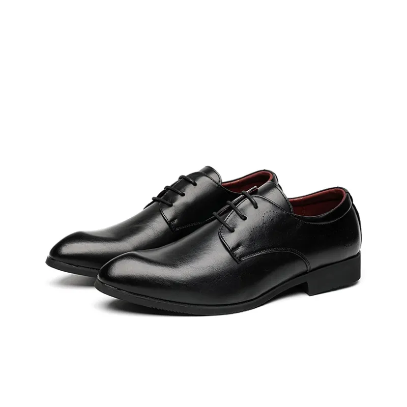 GZZ Dress Shoes Men Low Top Black/Brown-2