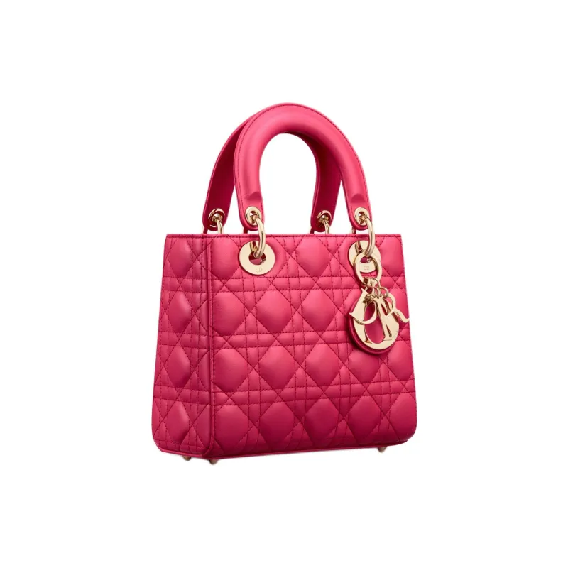 DIOR Lady Dior Sheepskin Dior Bag Shoulder Bag Crossbody Bag Handbag Small Size Women's Purple Pink-1