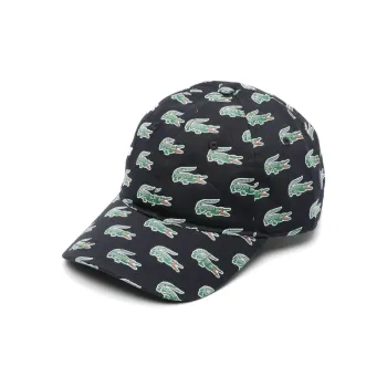 LACOSTE Organic Cotton Baseball Caps Men's Black