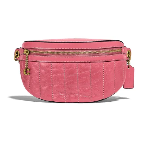 COACH Chain Leather Sling Bag Fanny Pack Small Size Women's Pink