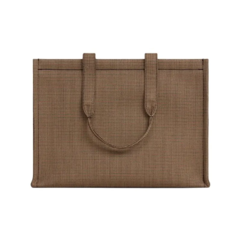 CELINE Cabas Thais Fabric Tote Bag, Shopping Bag, Handbag Tubas Women's Brown & Dark Brown-2