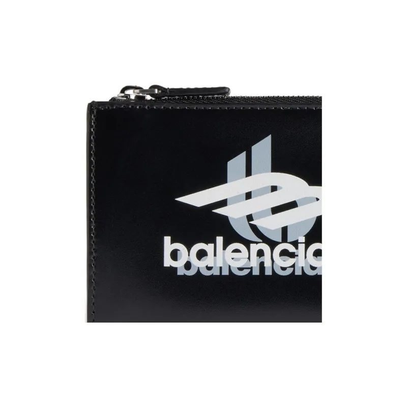 Balenciaga Calfskin Card Holder Large Size Men's Black & White-2