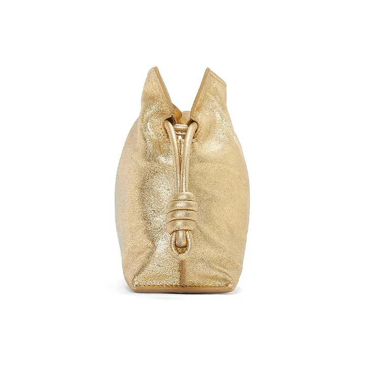 LOEWE Flamenco Sheepskin One Shoulder Crossbody Clutches Mini Women's Gold-3