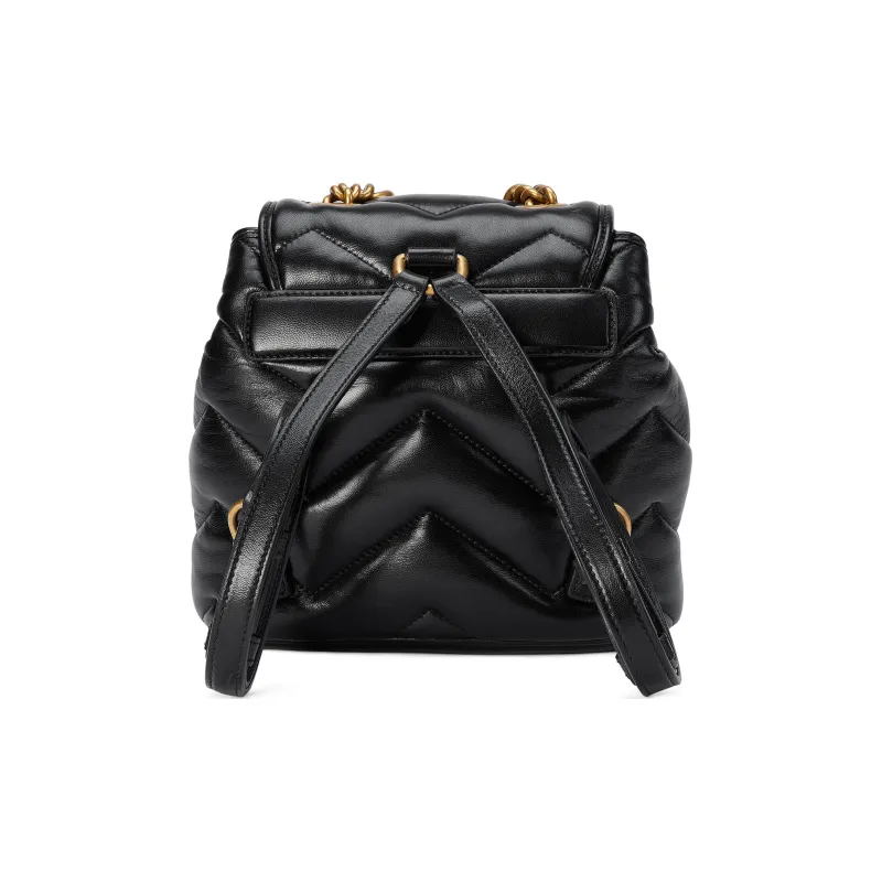 GUCCI GG Marmont Quilting V Shaped Leather Backpack Women's Black-3