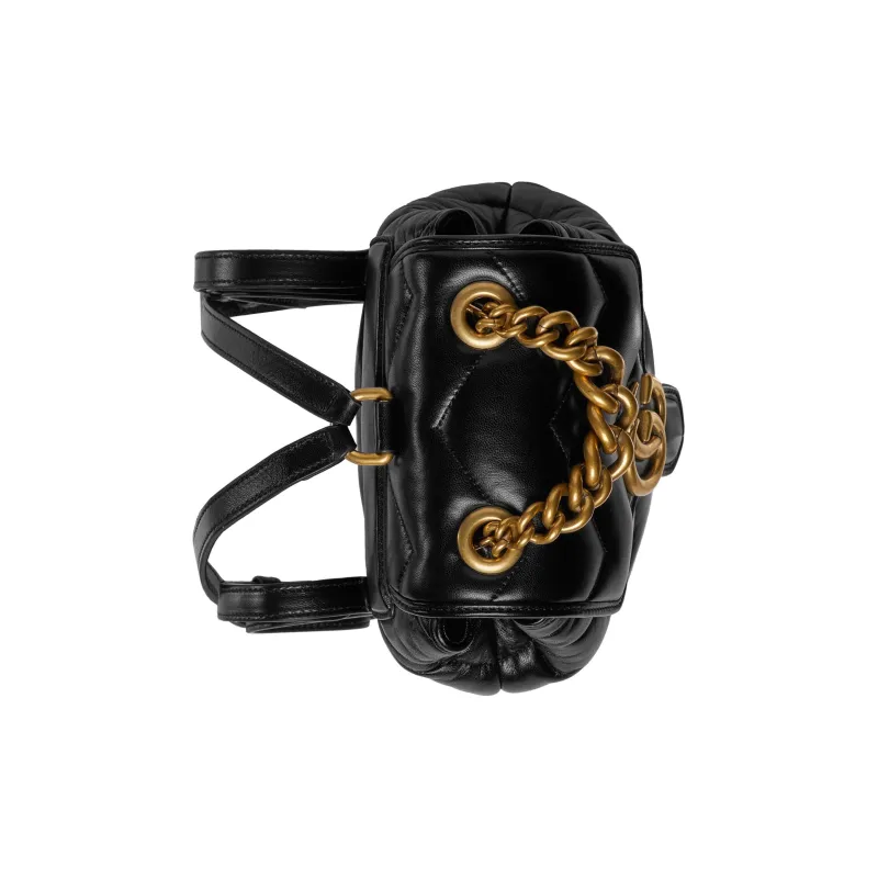 GUCCI GG Marmont Quilting V Shaped Leather Backpack Women's Black-5