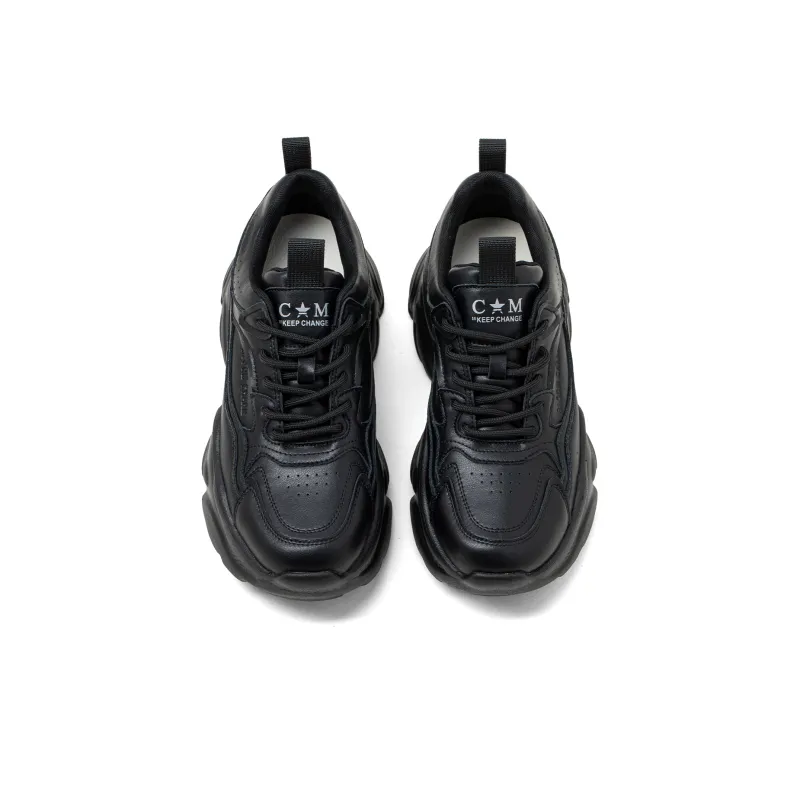 COMELY Chunky Sneakers Women's Low Top Black/Ecru-3