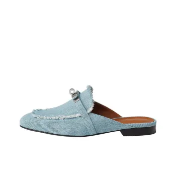 HERMES Oz Wrap toe Slippers Women's Light Blue