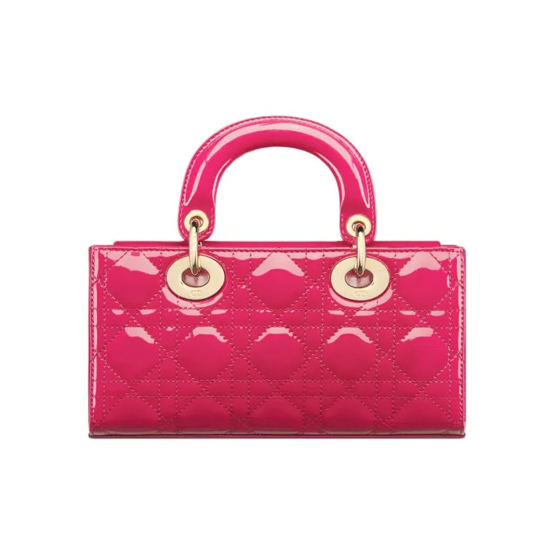 DIOR Lady D-JOY Patent Leather Cowhide Dior Bag Shoulder Bag Crossbody Bag Handbag Small Size Women's Purple Pink-2