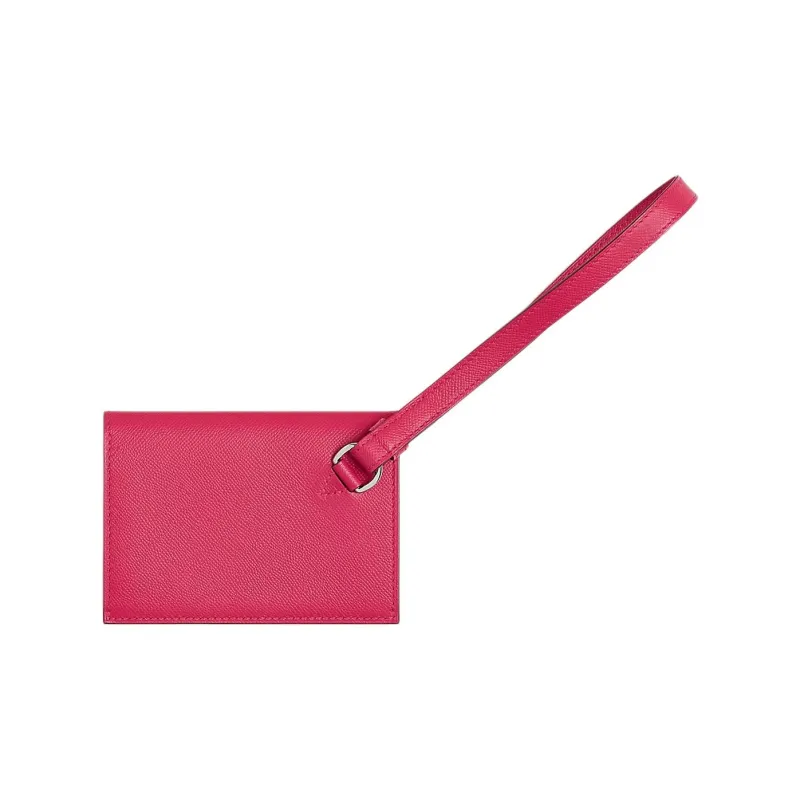 HERMES Kelly Pocket Chamkila Goat Skin Clutches Wallets Women's I6 Rose Extreme Extreme Pink-1