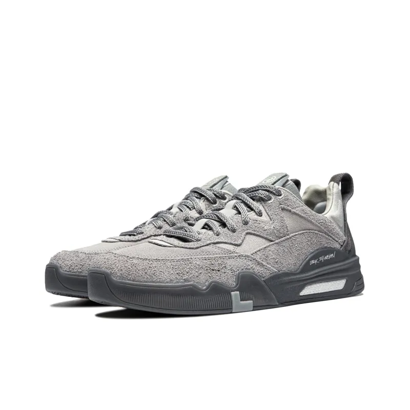 LiNing Wear-Resistant Low-Top Skateboard Shoes Men's Gray-2