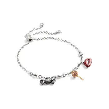 COACH Brass Plated Resin Glass Cubic Zirconia Bracelets Women's Silver