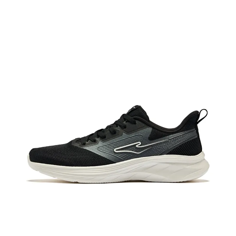 Erke Flash Cushioning And Breathable Low Top Running Shoes Men's Jet Black Carbon Gray-0