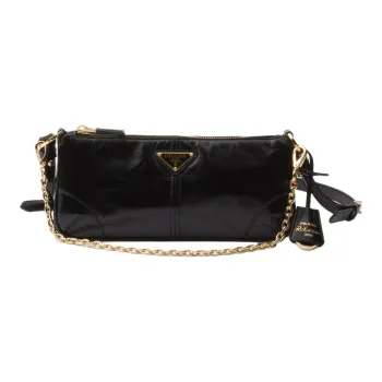 PRADA Re Edition Leather Crossbody Bag Shoulder Bag Medium Size Women's Black