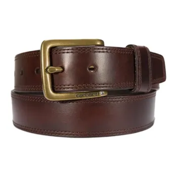 Carhartt Solid Color Logo Pin Buckle Leather Belts Unisex Red Brown