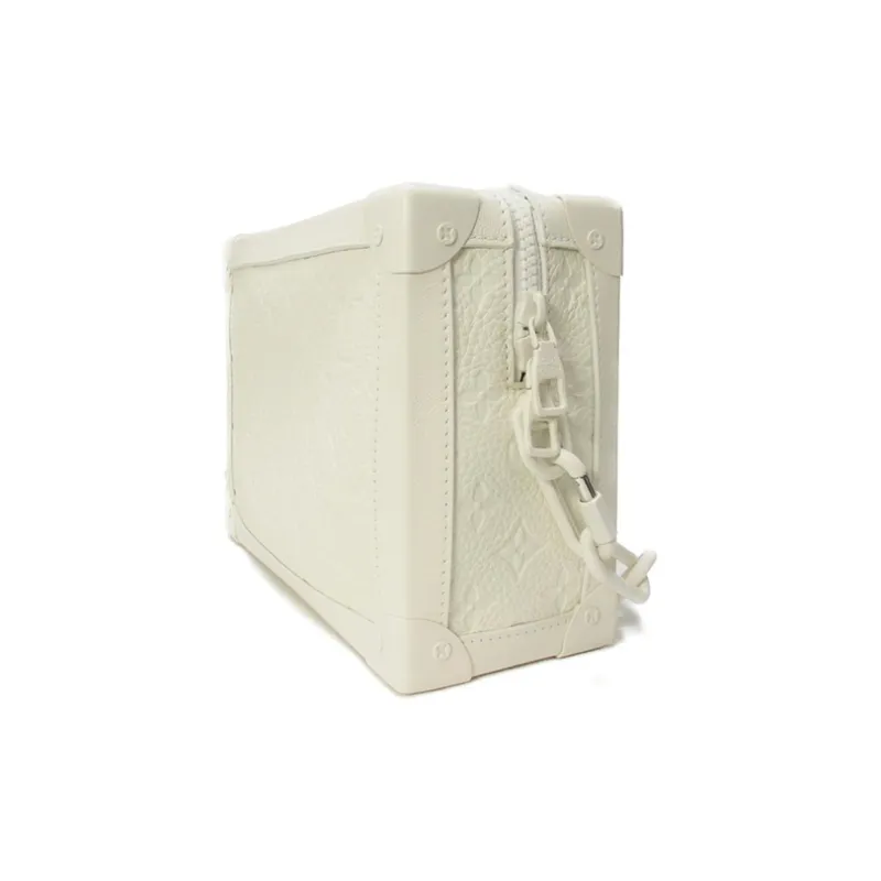 LOUIS VUITTON SOFT TRUNK Little Bull Leather Box Bag Messenger Bag Handheld Shoulder Bag Crossbody Bag Men's White-1