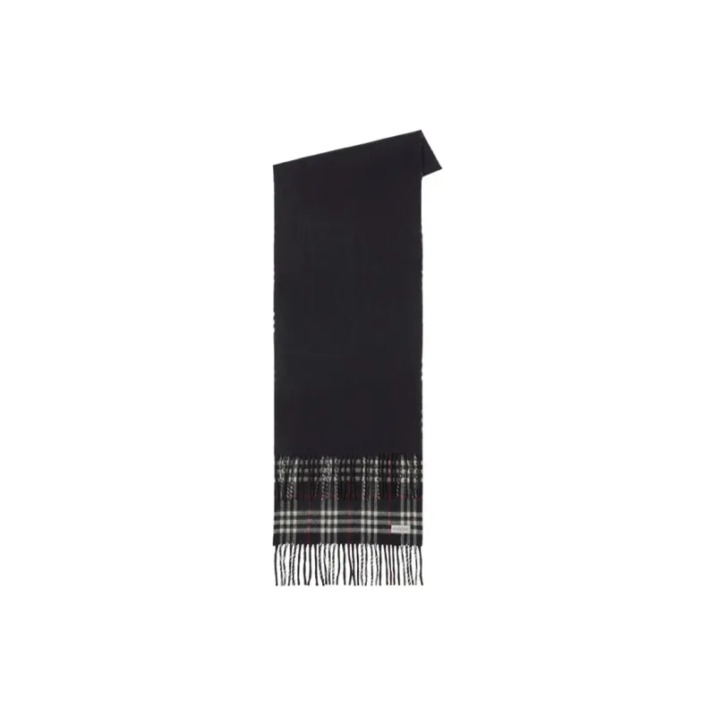 Burberry Vintage Checker Cashmere Fringe Scarf-1