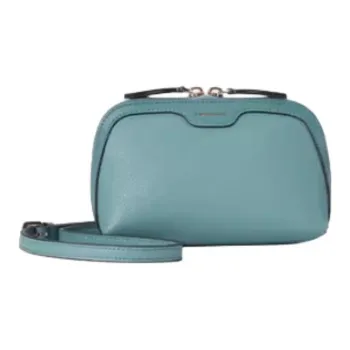 EMNI Top Grain Natural Suede Cow Leather Crossbody Bag Shoulder Bag Small Size Women's Asphalt Gray Green
