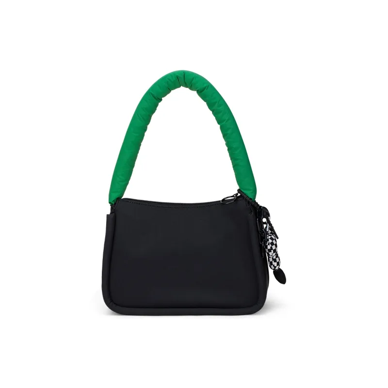 Fillove Fabric Shoulder Bag Women's Black+Green-4